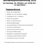 Jahreshauptversammlung am 26.10.2025 um 18.00 Uhr im Sportheim Illschwang