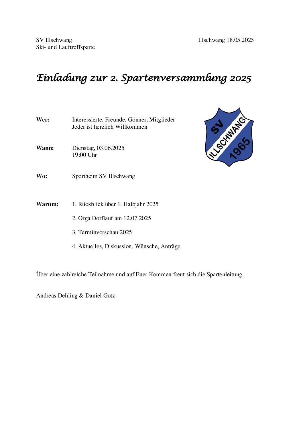 2. Spartensitzung Ski- und Lauftreff