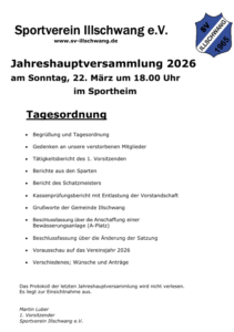 Einladung zur Jahreshauptversammlung 2026
